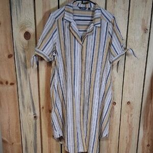 Mlle Gabrielle Strioed Shirt Dress Size 1X Casual Beachy